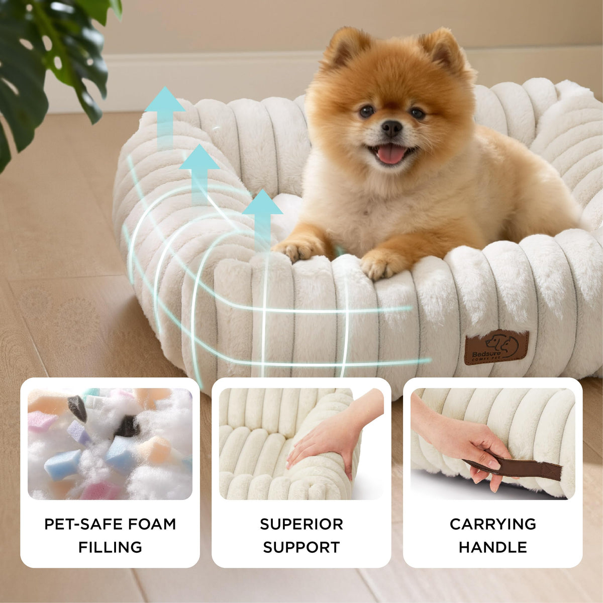 Cream Washable Dog Bed O392