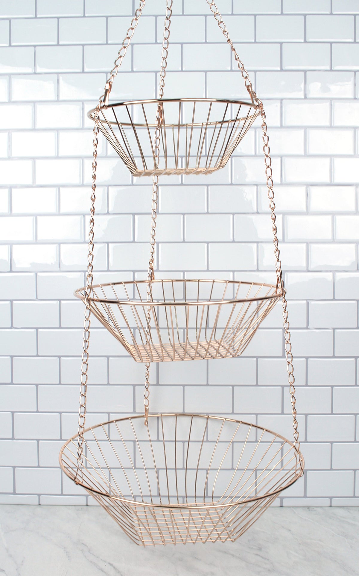 3-Tier Copper Wire Hanging Baskets W1533