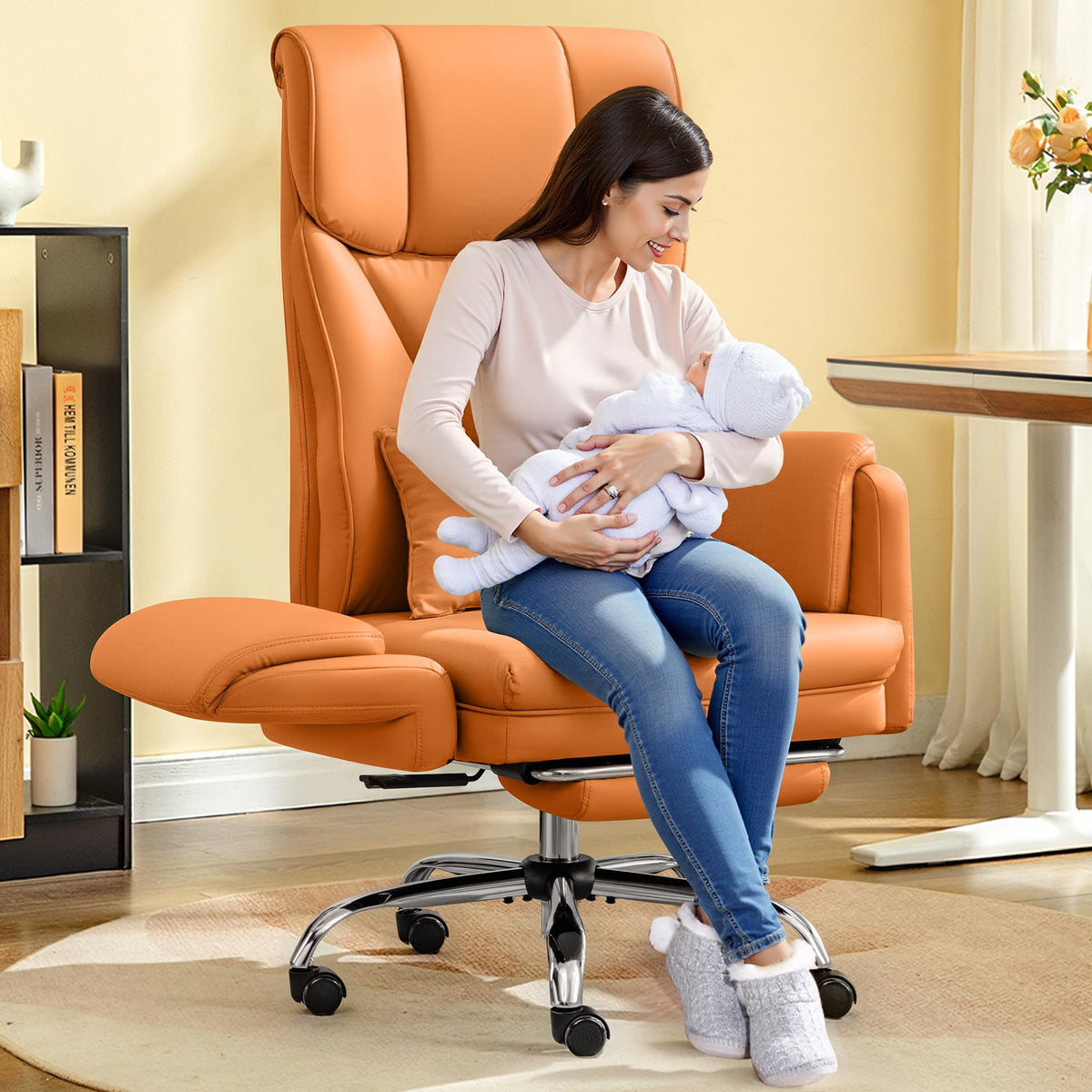 Brown Office Chair with Flip Armrests O5803