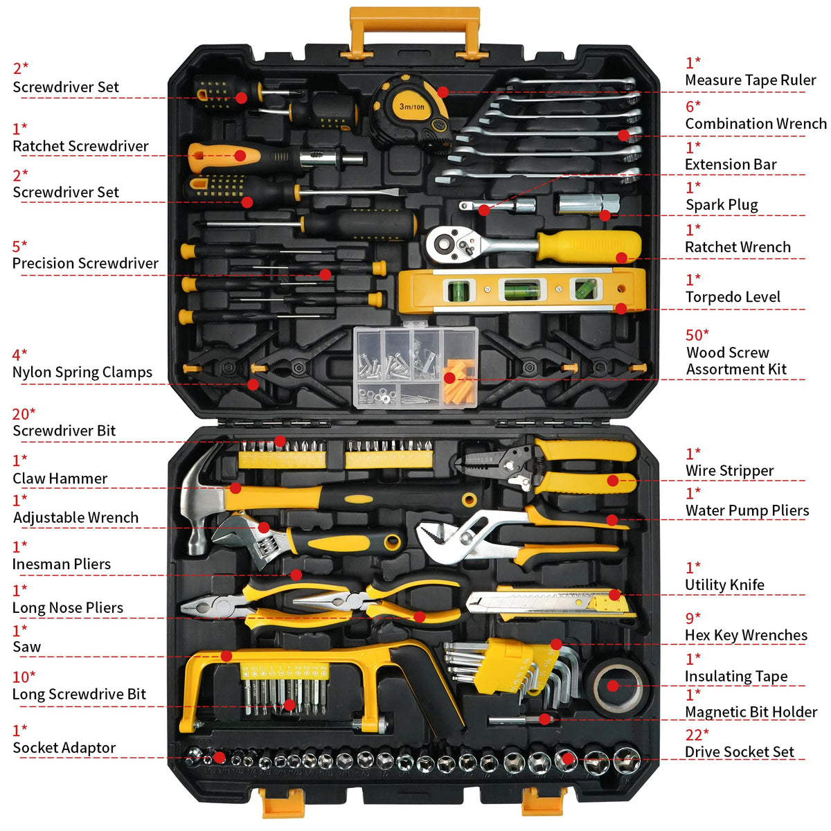 168-Piece Tool Set with Screwdrivers Ratchet Wrenches A235