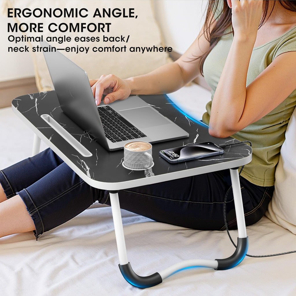 Folding Wood Lap Desk with Cup Holder U884210