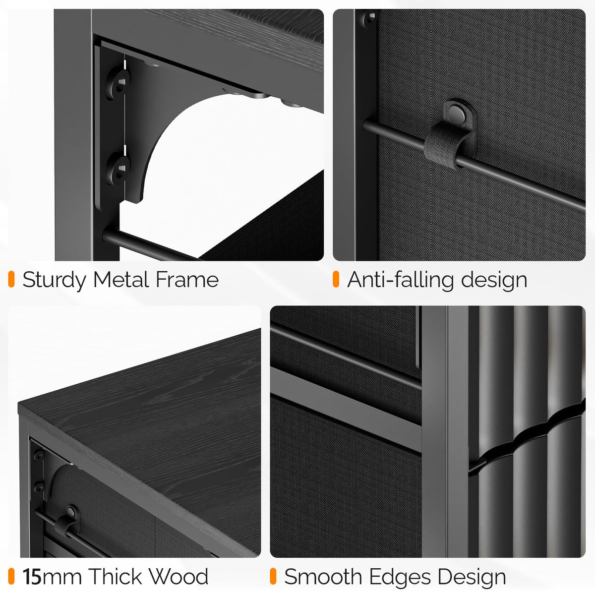 Black 3 Drawer Rolling File Cabinet with Wheels N17820