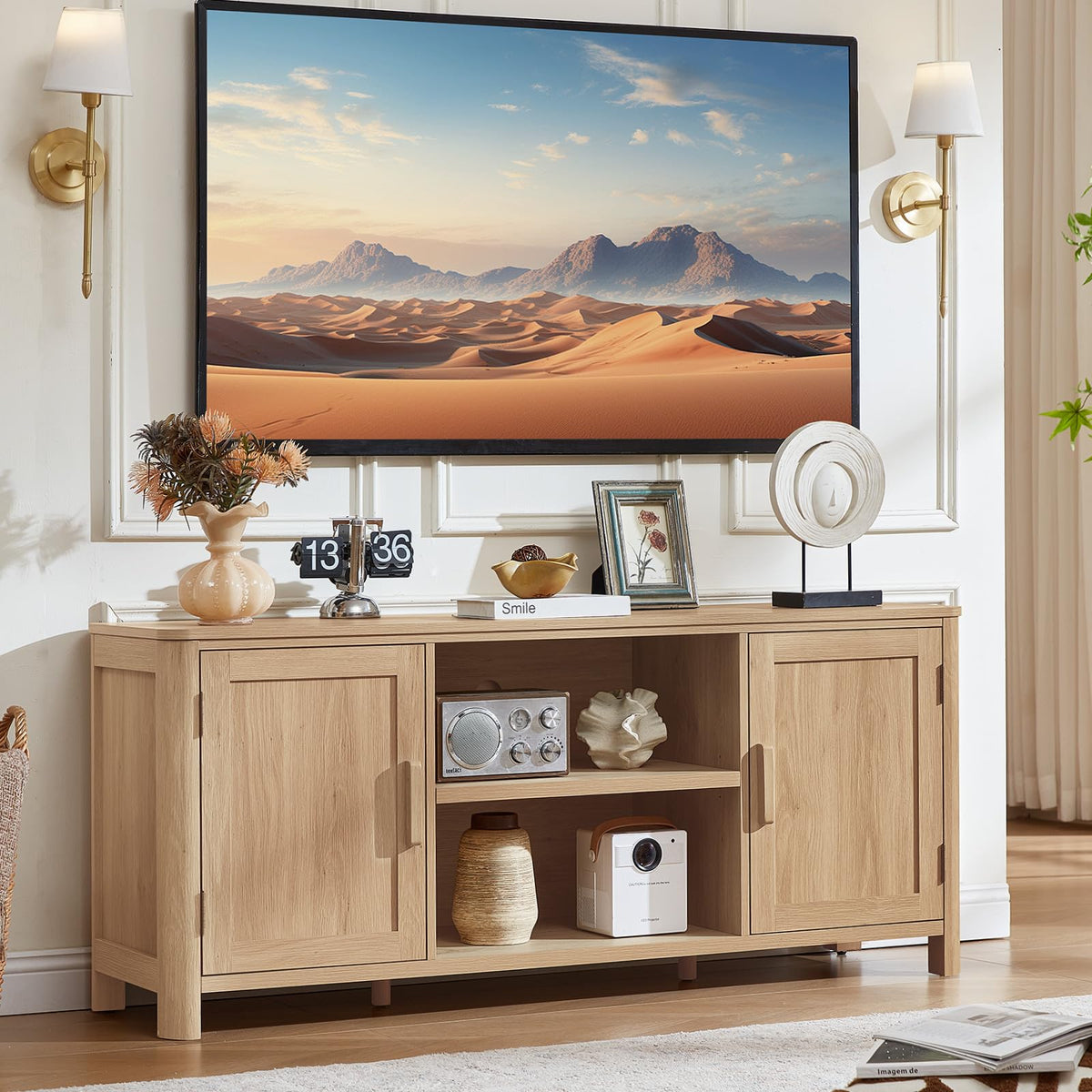 55" Natural Oak Tv Stand M215