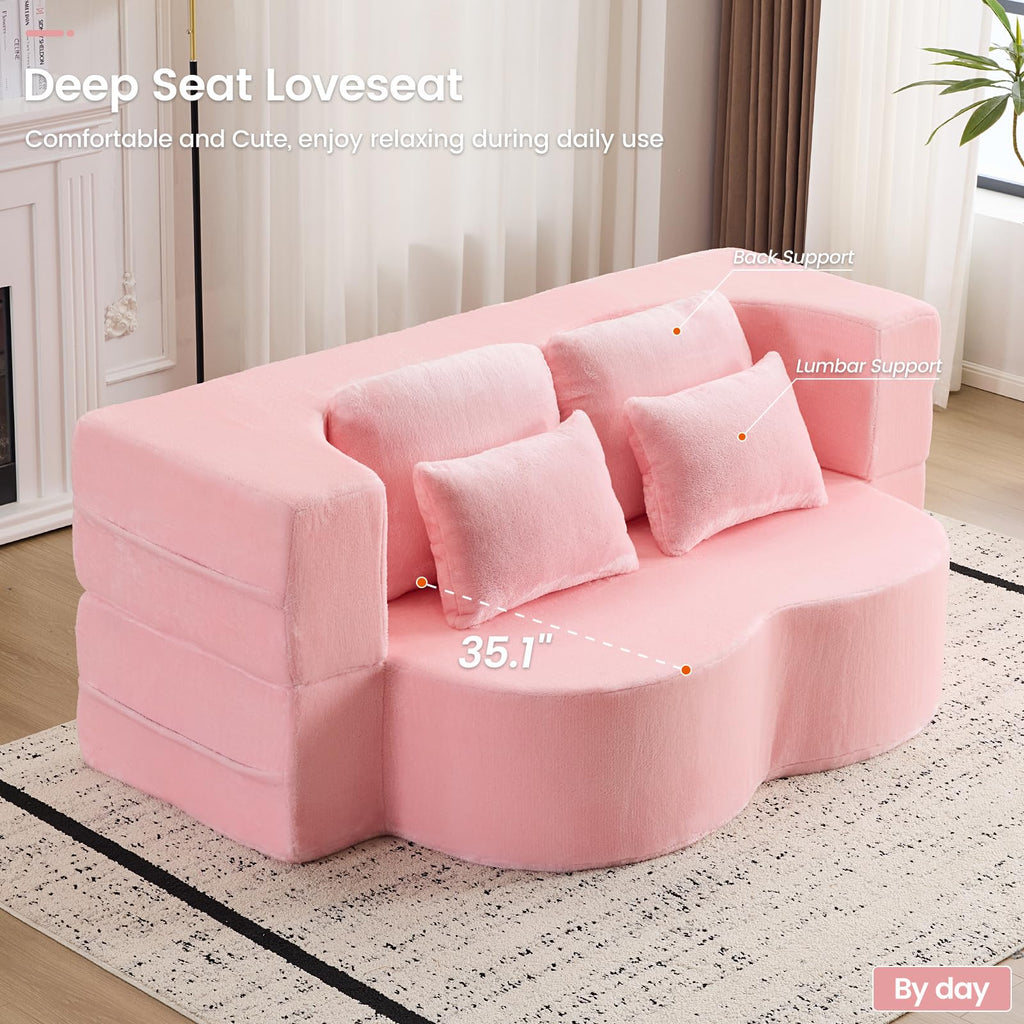 Pink Convertible Sofa Bed W952