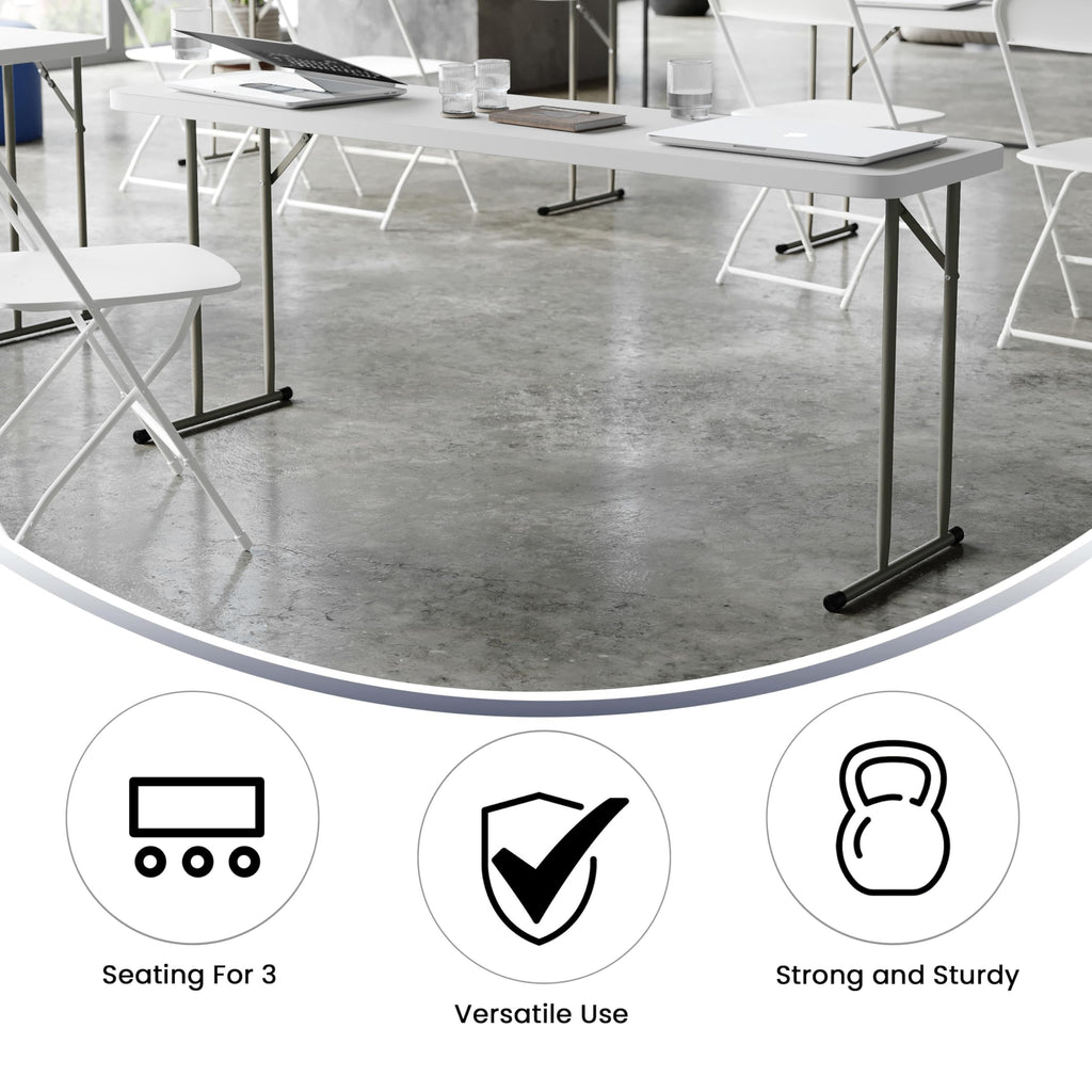 Plastic Folding Table, Granite White, 10-Pack Z61199