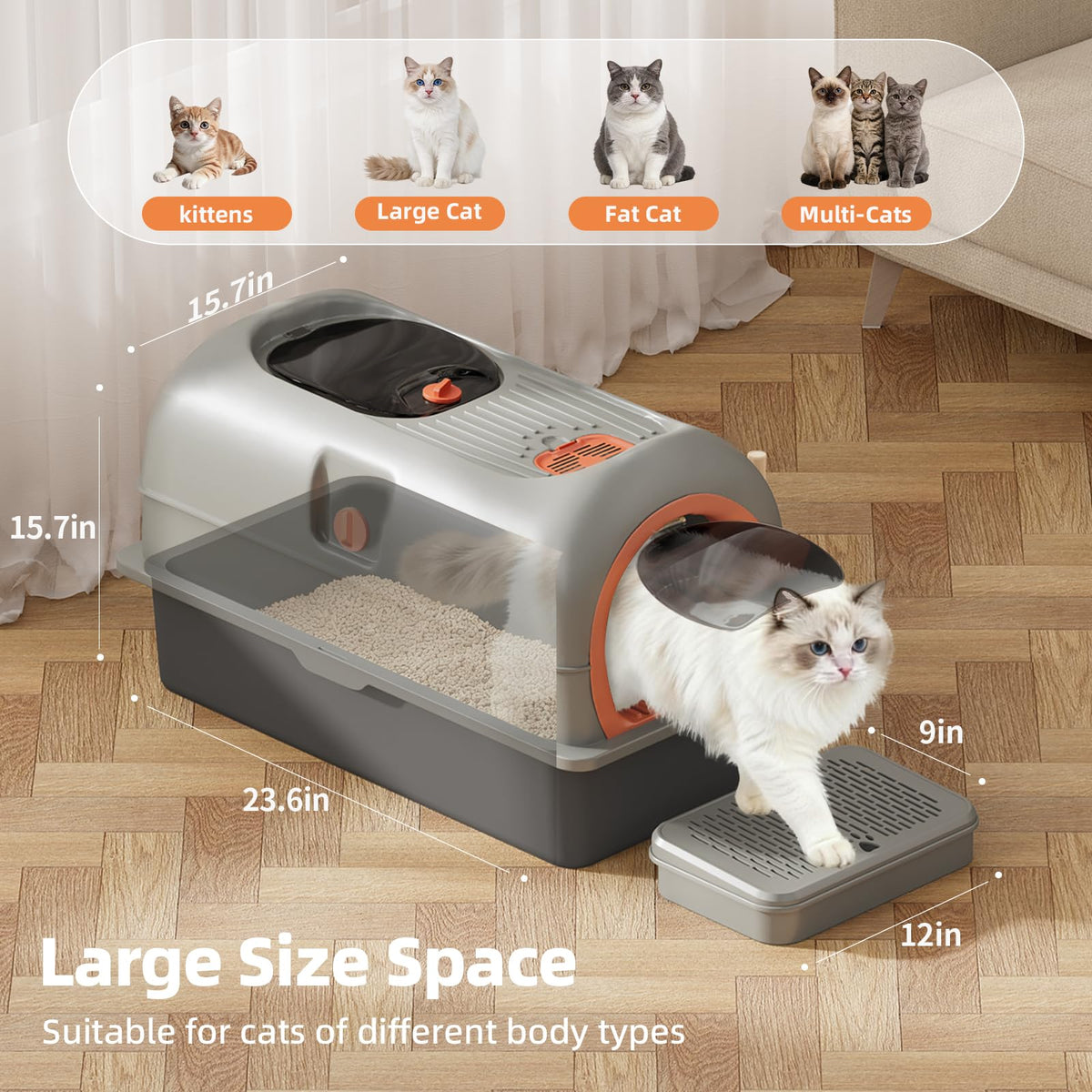 Stainless Steel Cat Litter Box with Lid P50719