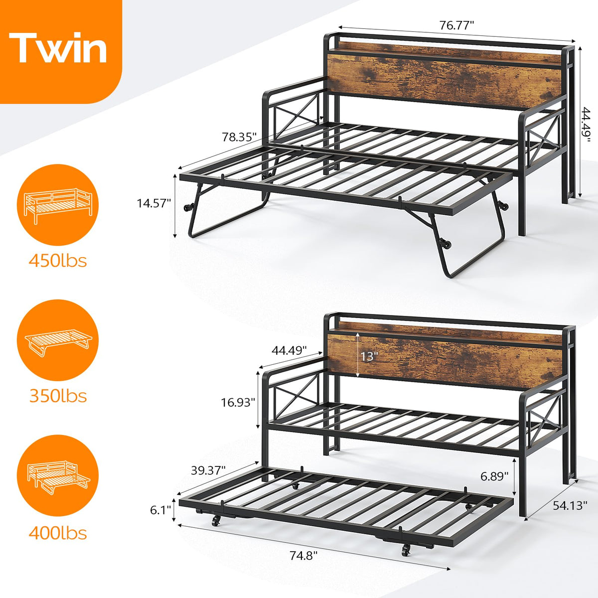 Twin Daybed with Pop Up Trundle O494555