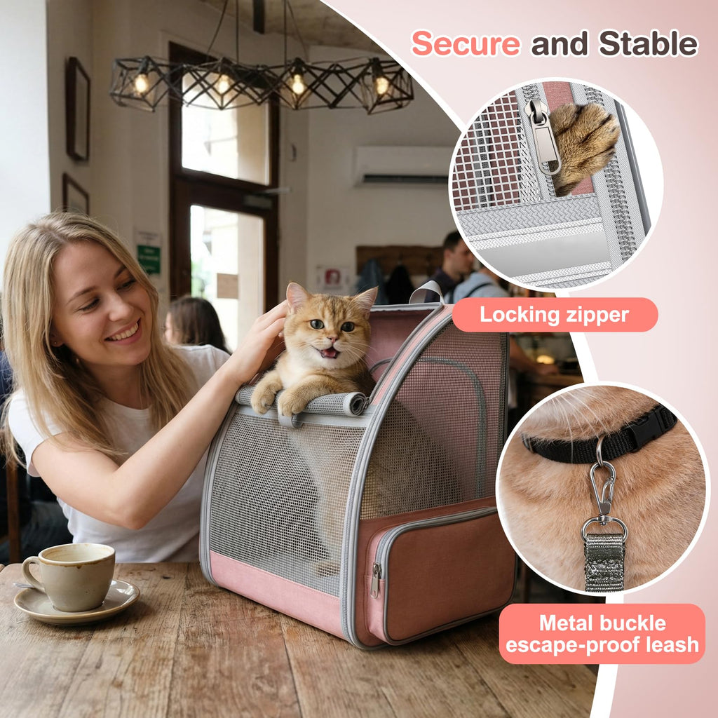 Pink Expandable Mesh Cat Backpack Carrier Q31886