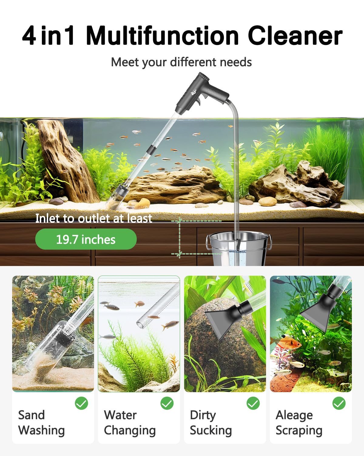 Aquarium Gravel Cleaner with Water Flow Adjustment D79119