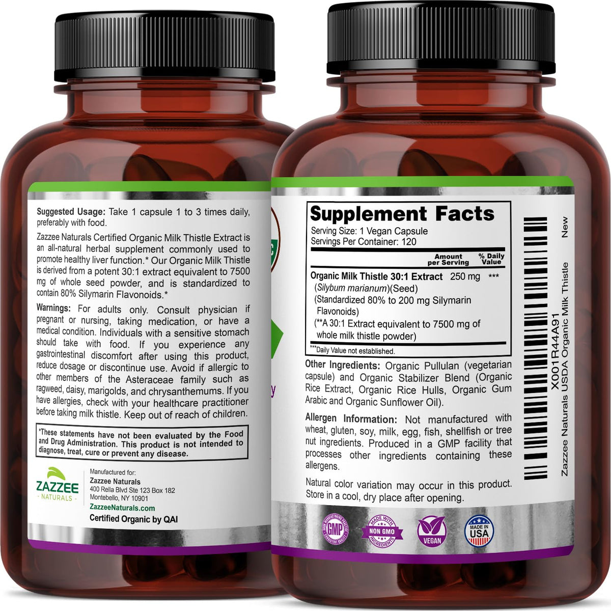 Organic Milk Thistle 30:1 Extract 120 Capsules D505868