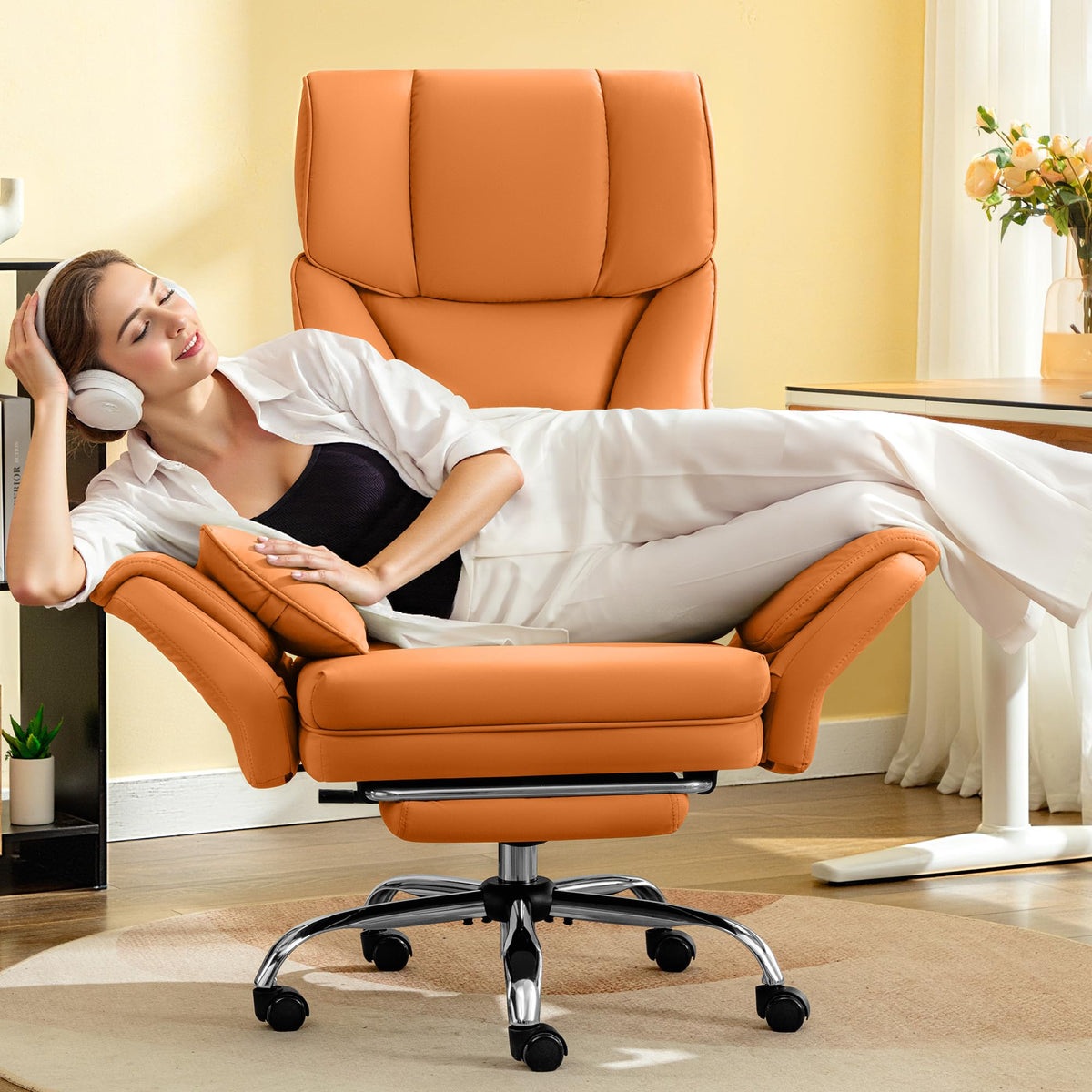 Brown Office Chair with Flip Armrests O5803