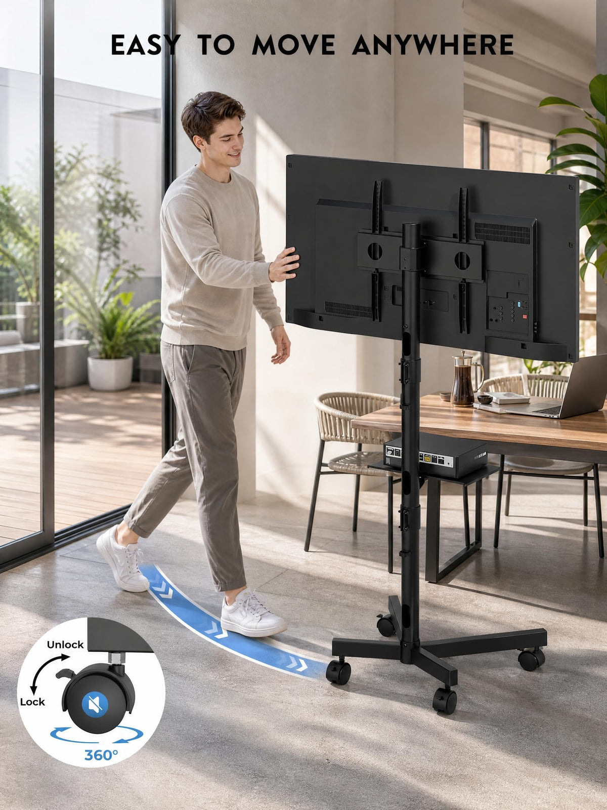 Black Rolling TV Stand for 23-65 Inch TVs Z627