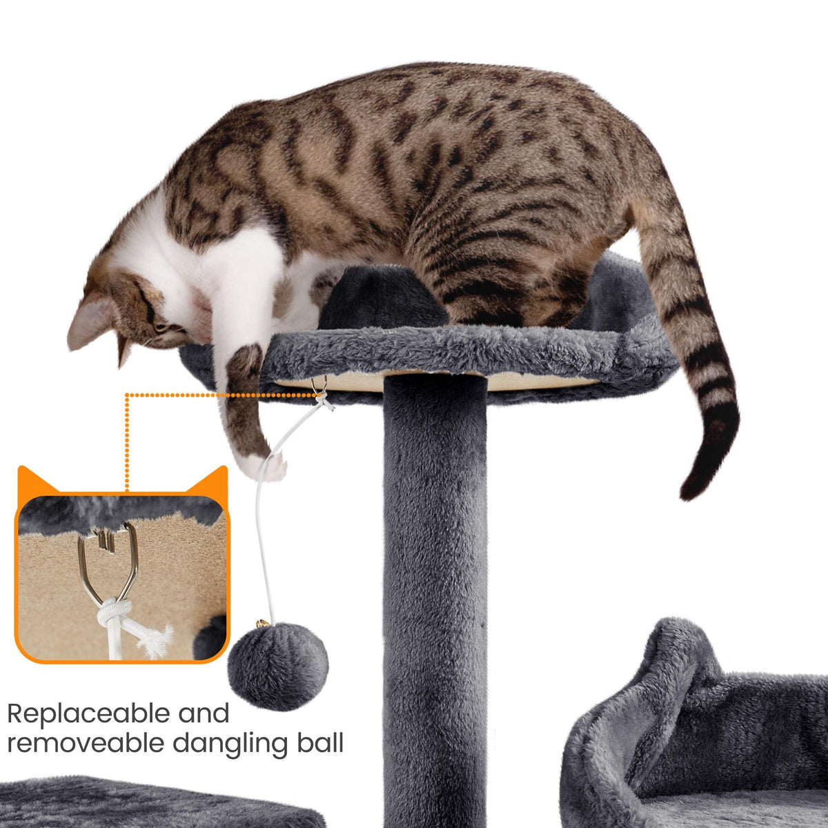 72in Dark Gray Cat Tree Tower with 2 Condos & 3 Perches C25510