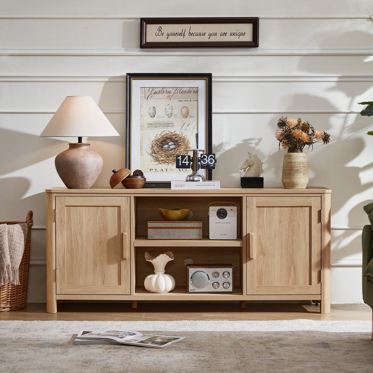 55" Natural Oak Tv Stand M215