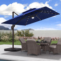 9x9 FT Cantilever Offset Patio Umbrella with Lights & Base I325