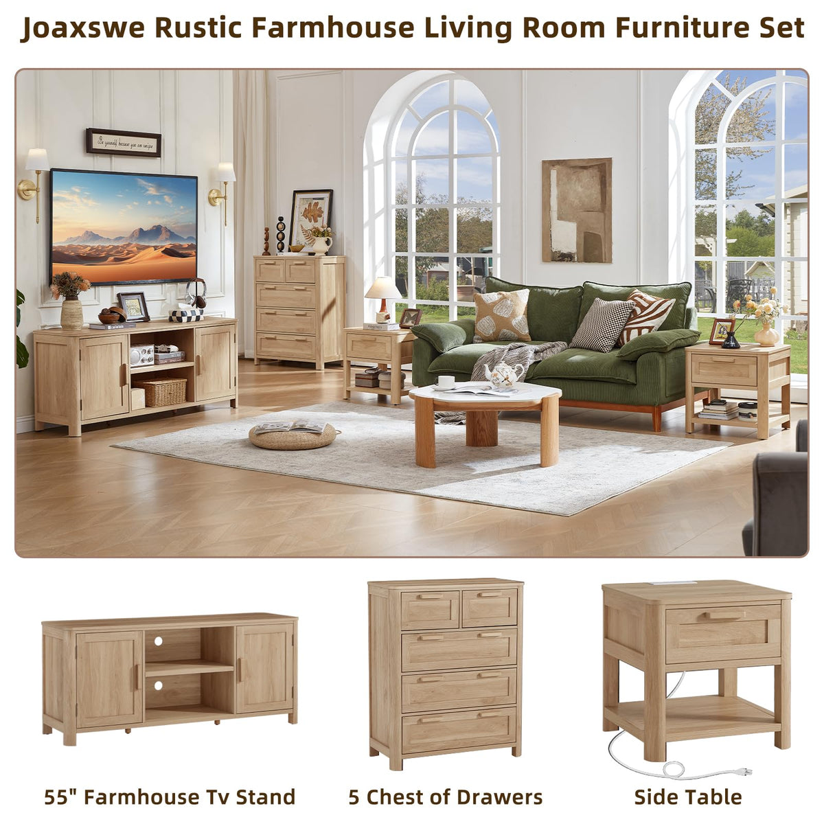 55" Natural Oak Tv Stand M215
