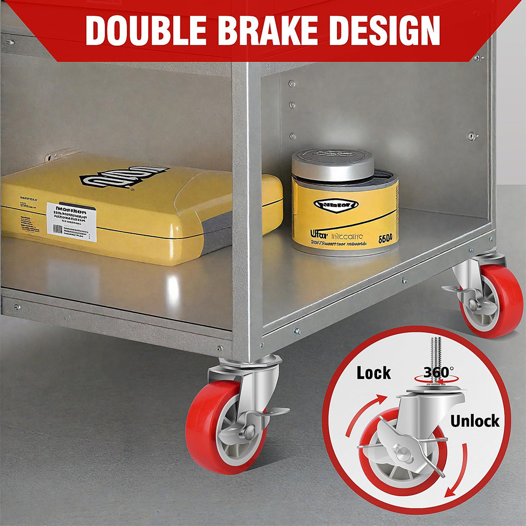 3 Inch Heavy Duty Stem Casters Swivel Wheels with Brake, Set of 4 C35699