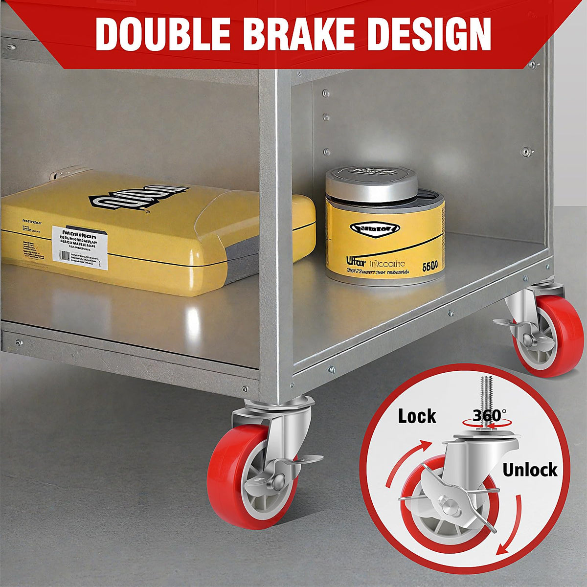 3 Inch Heavy Duty Stem Casters Swivel Wheels with Brake, Set of 4 C35699