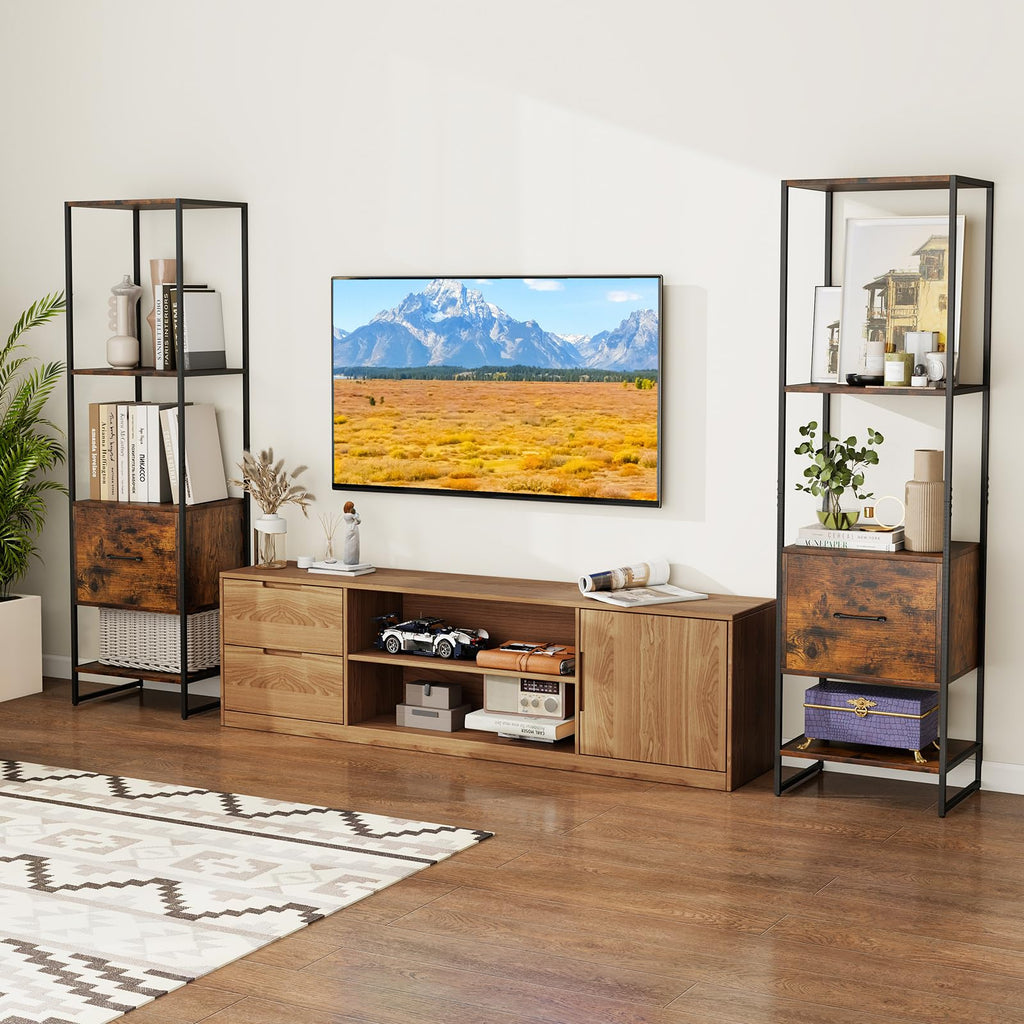 5-Tier Bookshelf with Drawer Narrow Bookcase X26538