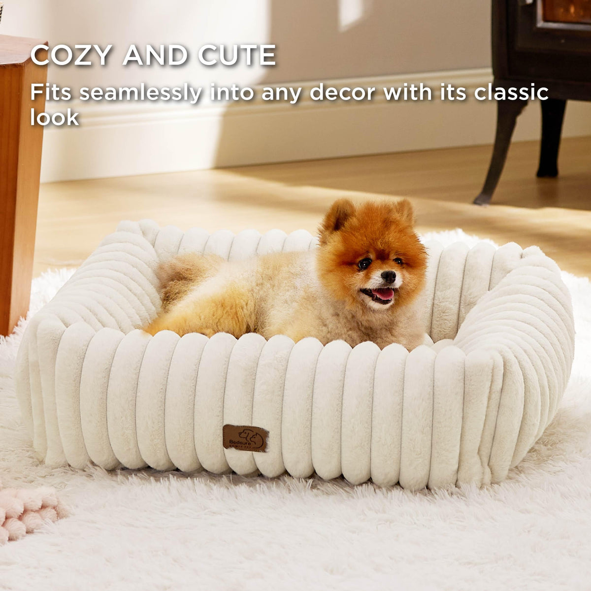 Cream Washable Dog Bed O392