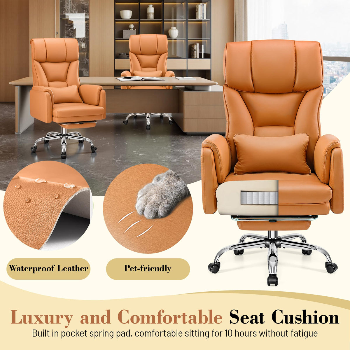 Brown Office Chair with Flip Armrests O5803