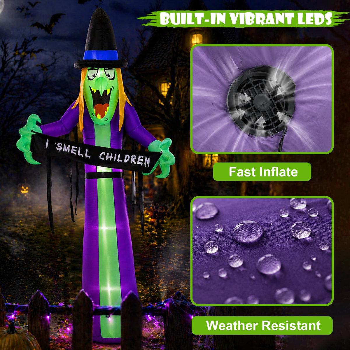 8FT LED Inflatable Witch Yard Decor B543