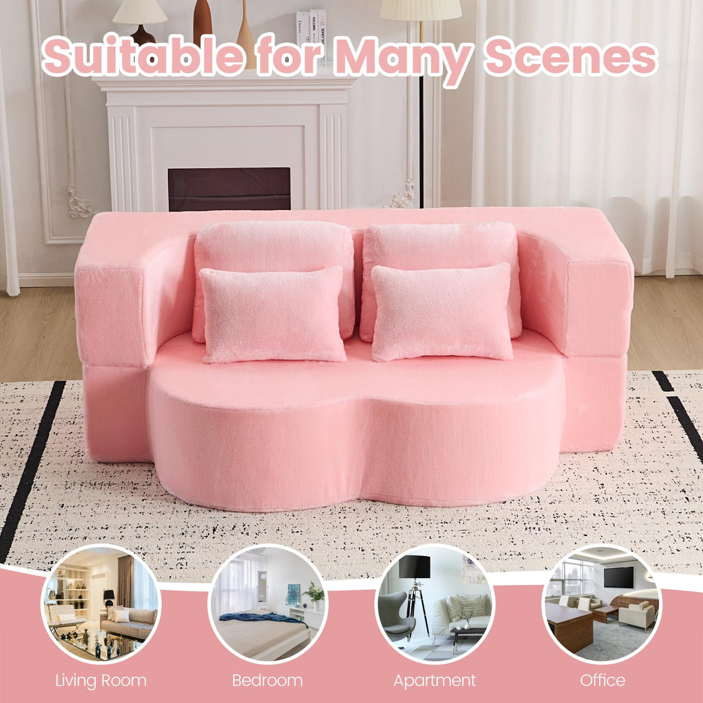 Pink Convertible Sofa Bed W952