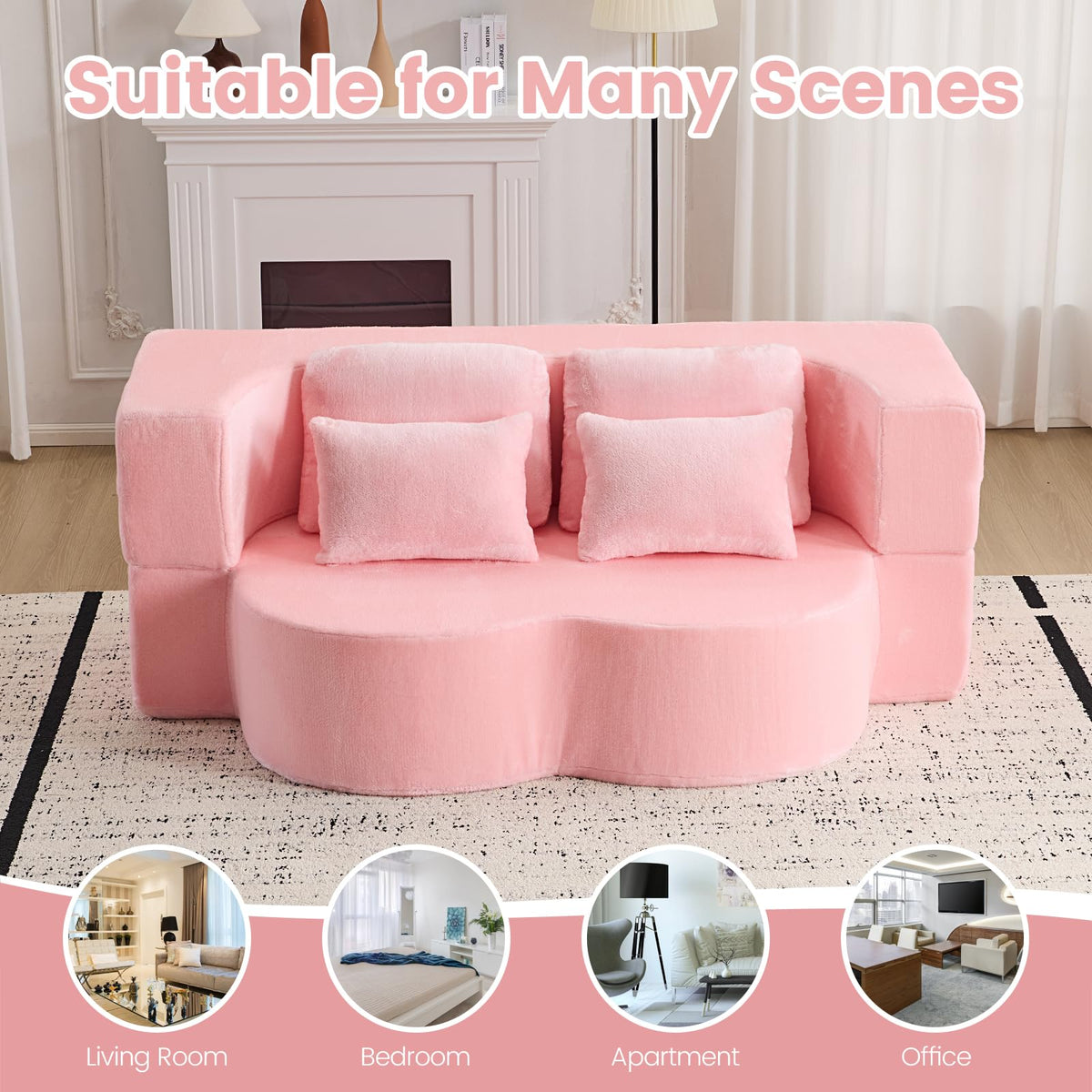 Pink Convertible Sofa Bed W952