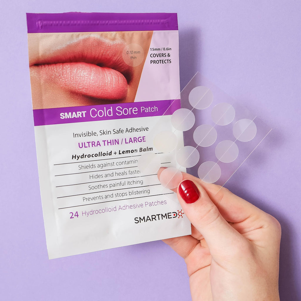 15 mm Hydrocolloid Cold Sore Patches with Lysine, Honey, Zinc & Lemon Balm, 24 Count Z378
