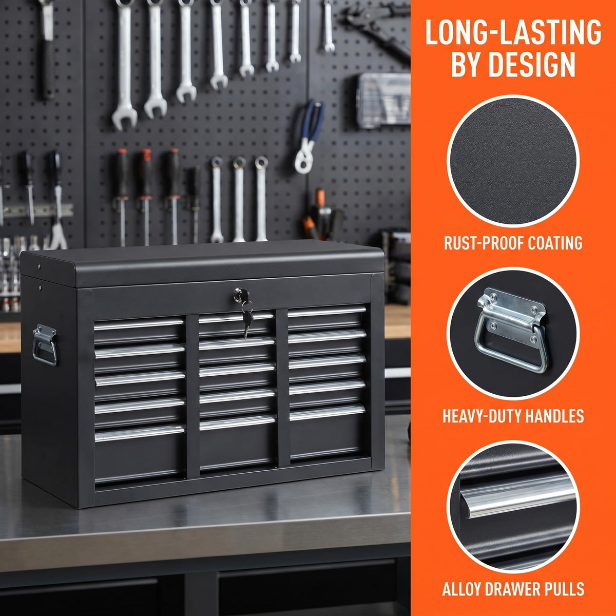 24" 5 Drawer Black Metal Tool Box T123