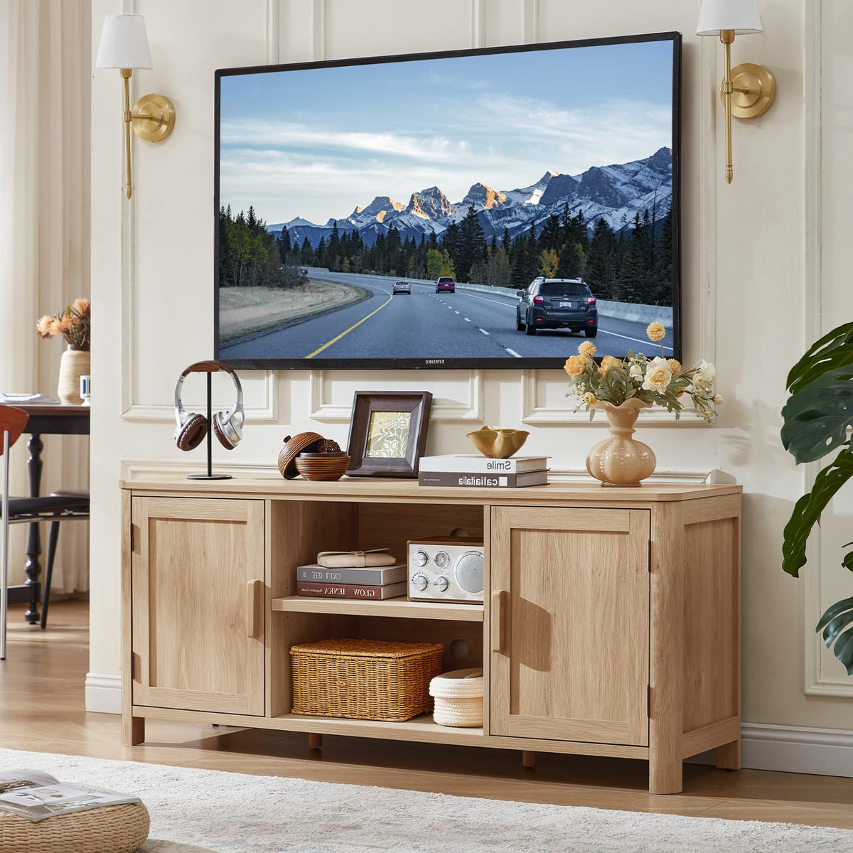 55" Natural Oak Tv Stand M215