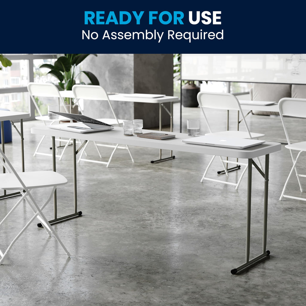 Plastic Folding Table, Granite White, 10-Pack Z61199