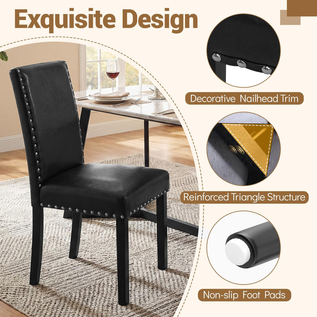 Black Faux Leather Upholstered Dining Chairs Set of 4 C612