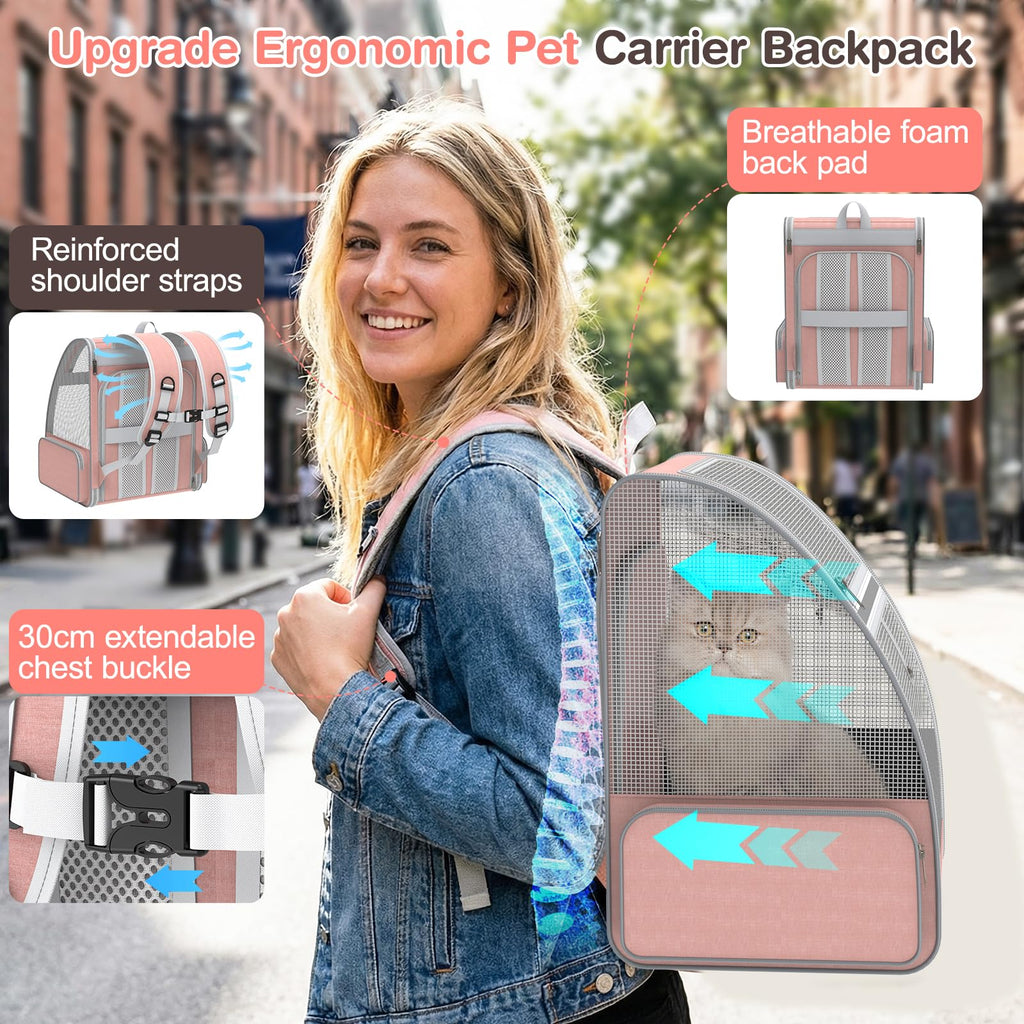 Pink Expandable Mesh Cat Backpack Carrier Q31886