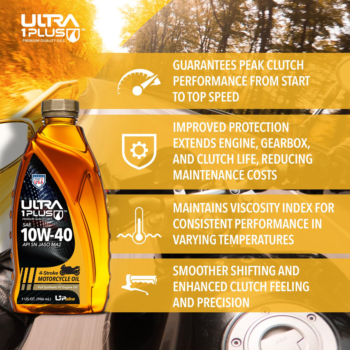 10W-40 Full Synthetic Motorcycle Oil 6 Quarts Q2698
