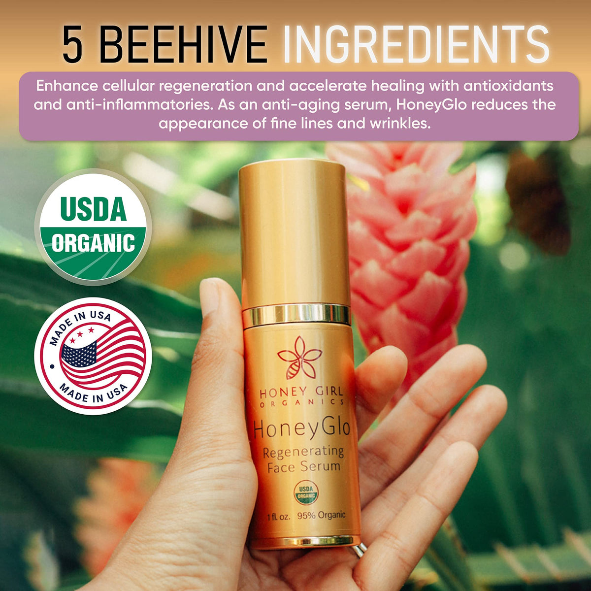 USDA Certified Organic Face Serum with Vitamin C and EVOO 1 oz K1533