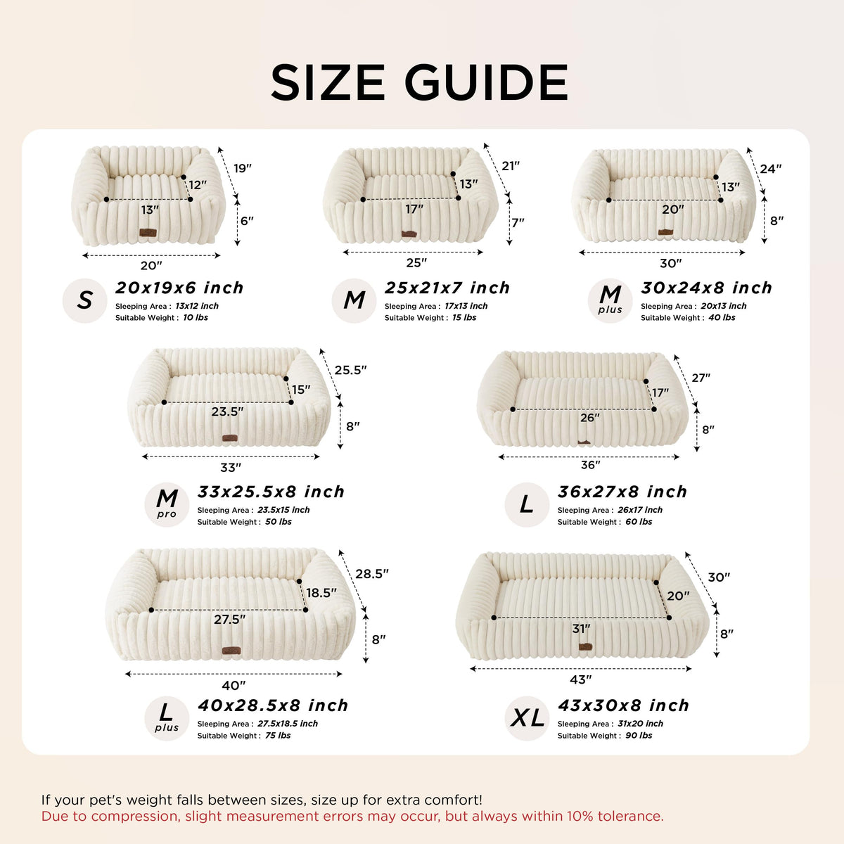 Cream Washable Dog Bed O392