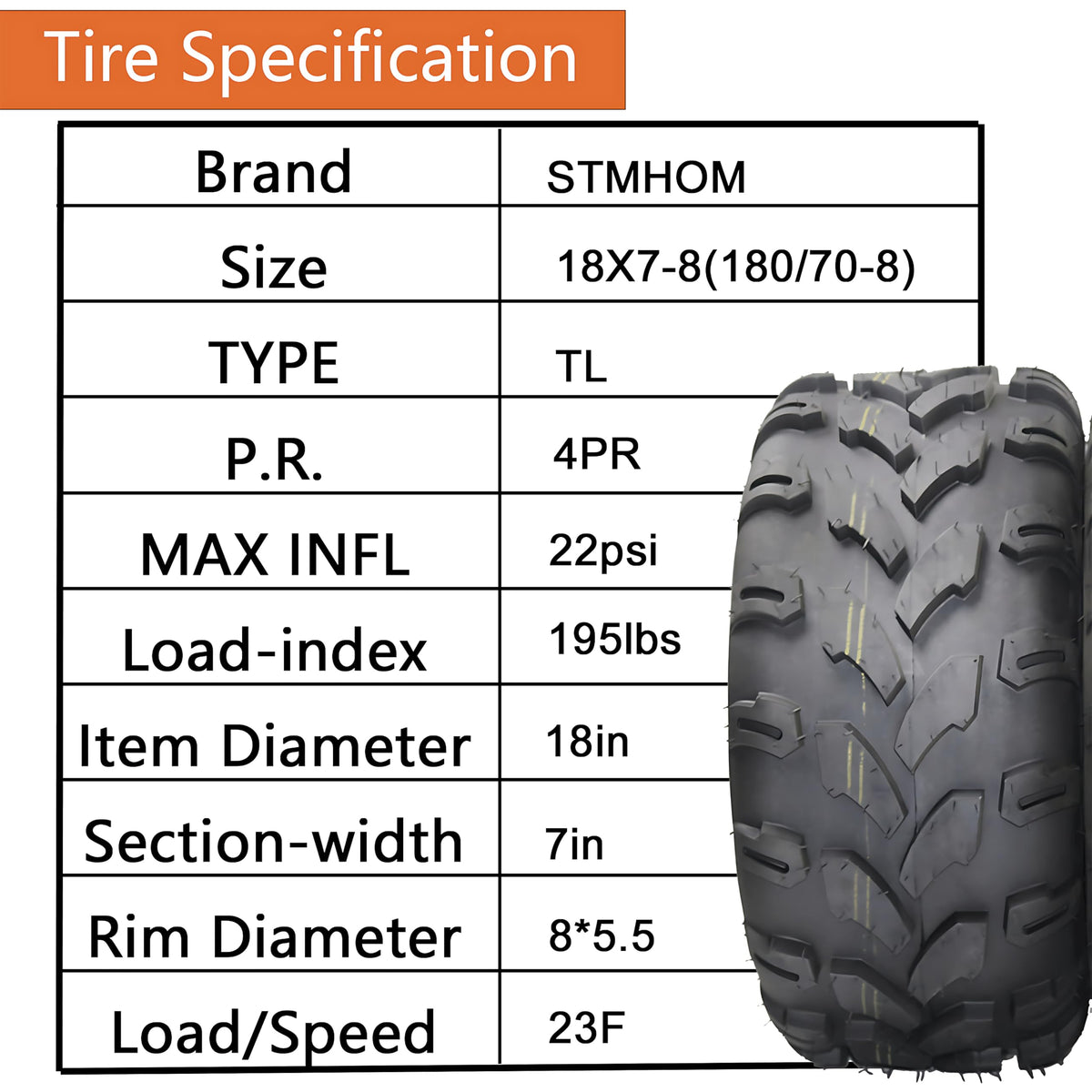 Set of 2 18X7X8 Tubeless ATV/UTV Tires 4 PR D187