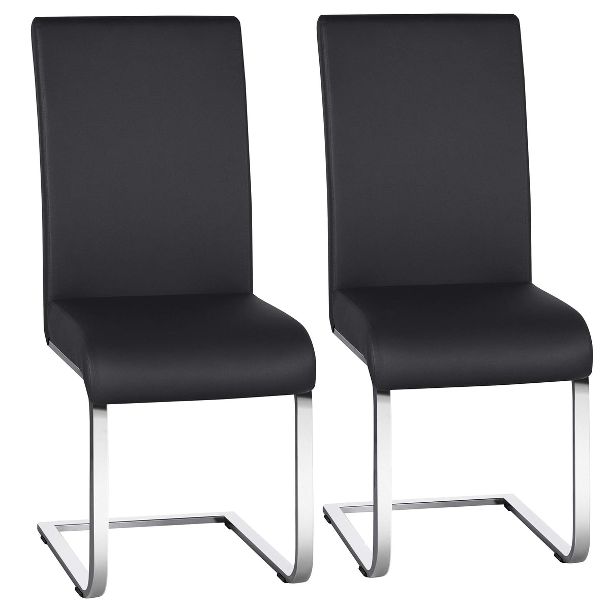 Dining Chairs Set of 2 High Back Black I7191