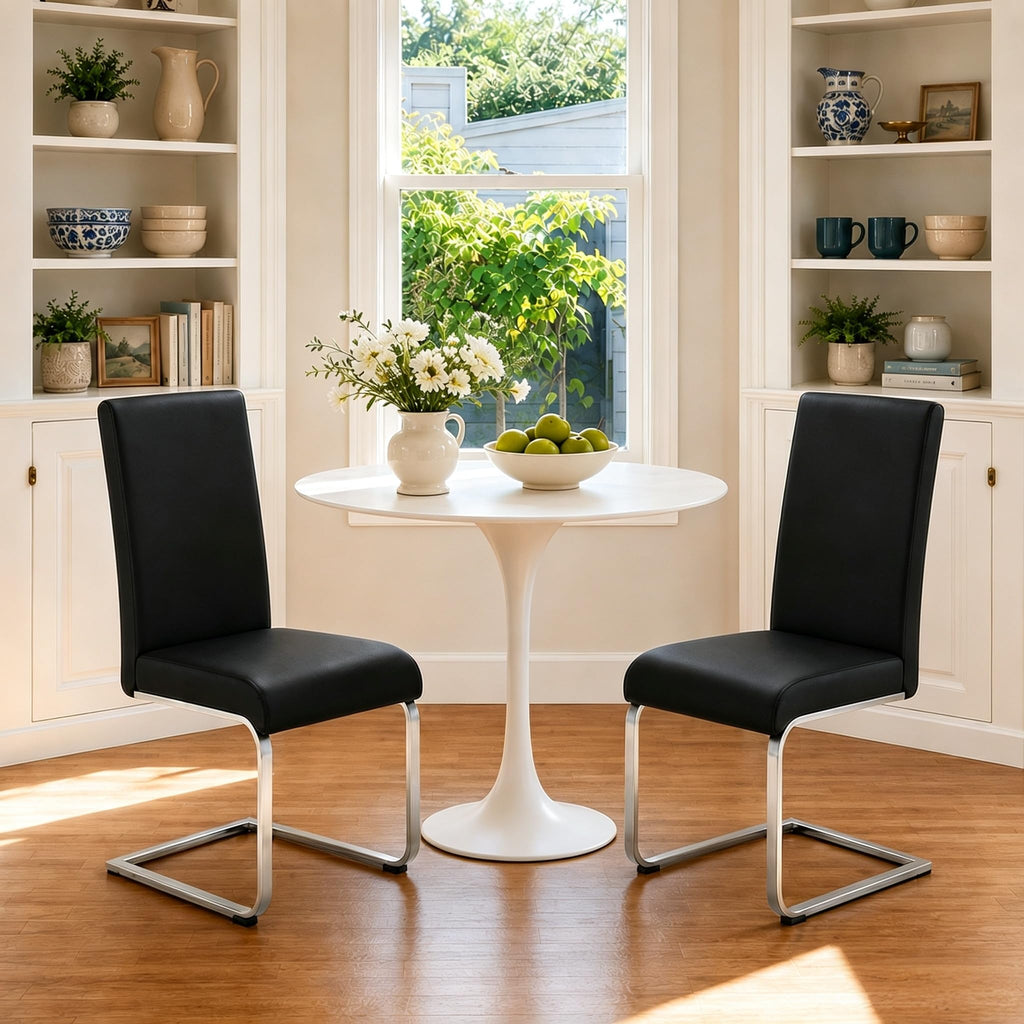 Dining Chairs Set of 2 High Back Black I7191