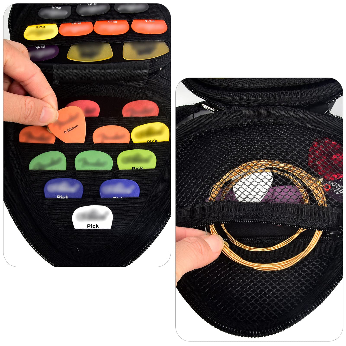 Black Guitar Pick Case with Mesh Pocket X551