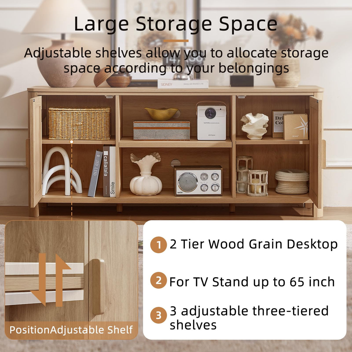 55" Natural Oak Tv Stand M215