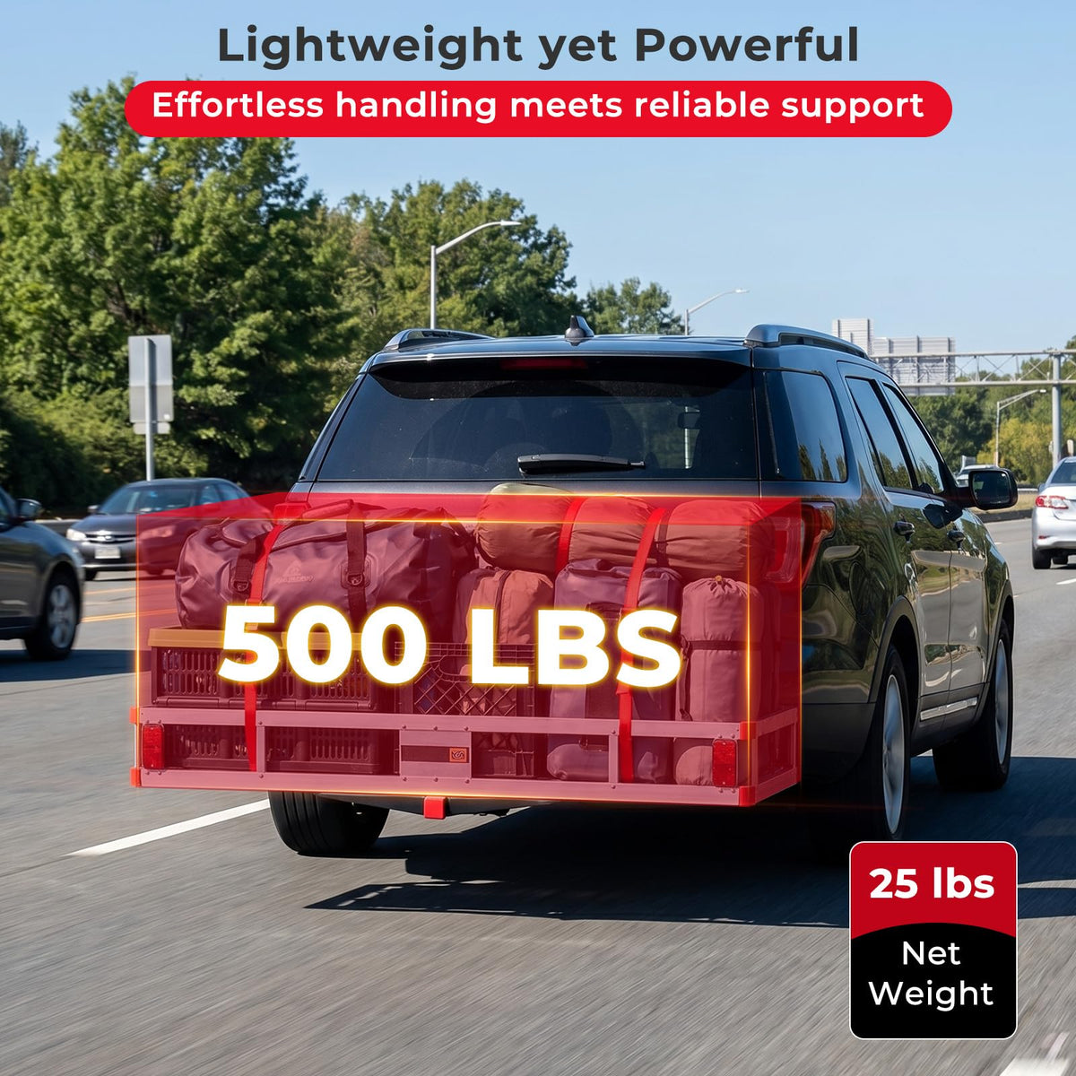 Aluminum Hitch Mount Cargo Carrier with 9" Side Rails, 500 lbs Capacity Z96489