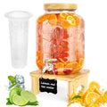 2 Gallon Glass Beverage Dispenser with Wood Stand X41730
