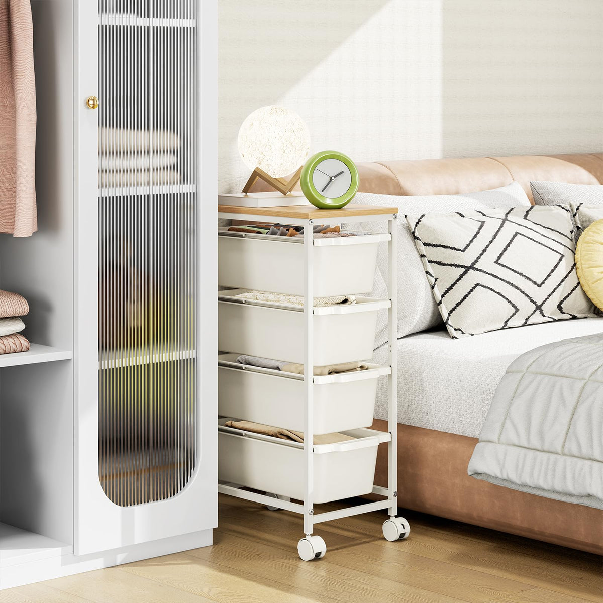 Slim Rolling Cart with 4 Drawers Y3575