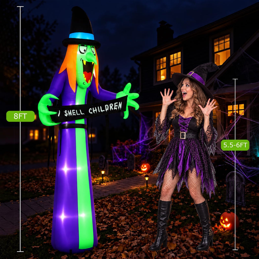 8FT LED Inflatable Witch Yard Decor B543