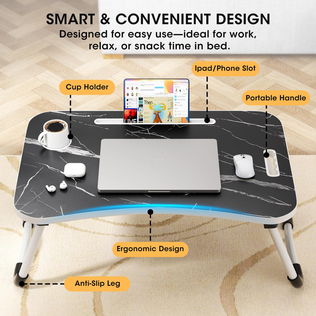 Folding Wood Lap Desk with Cup Holder U884210