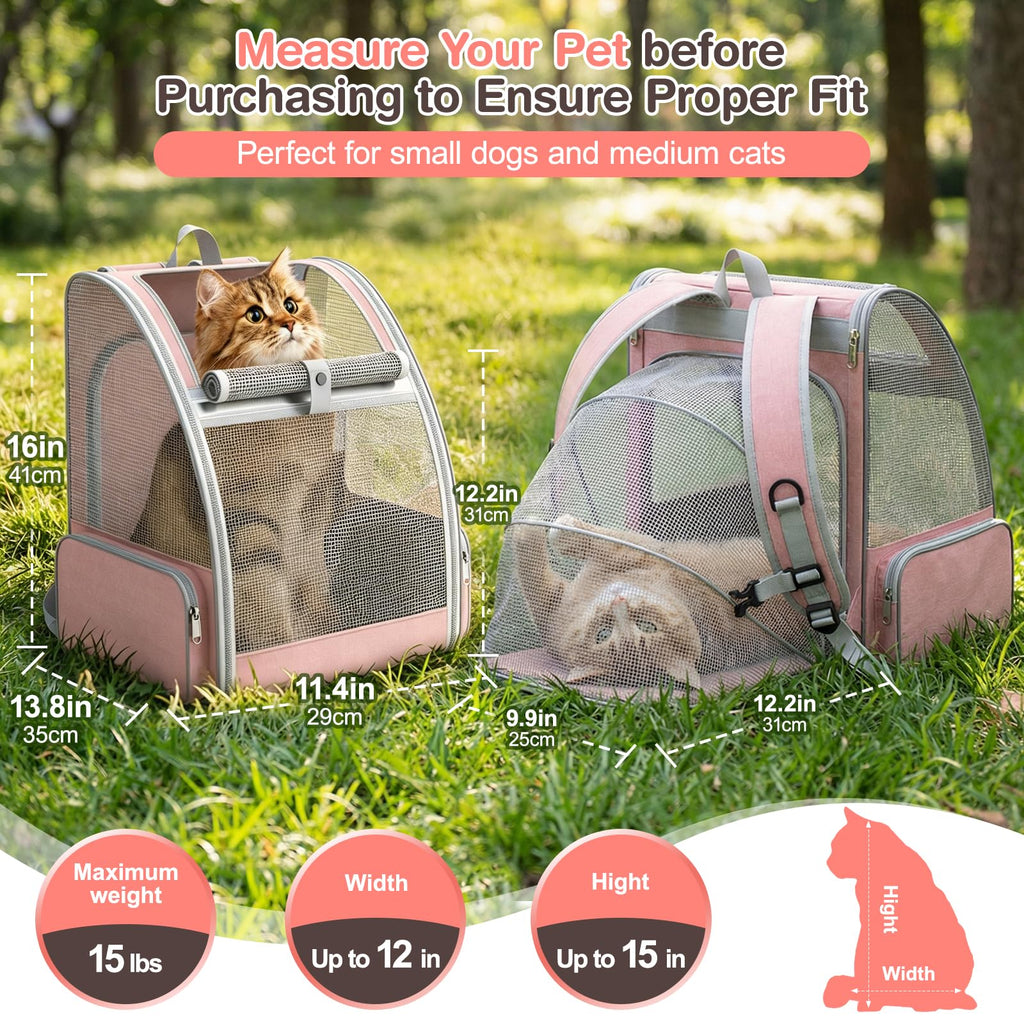 Pink Expandable Mesh Cat Backpack Carrier Q31886