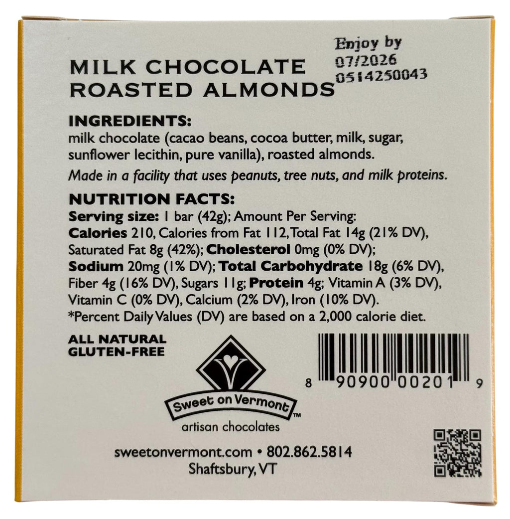Milk Chocolate Roasted Almonds Bars 9 Pack 1.5 oz P198