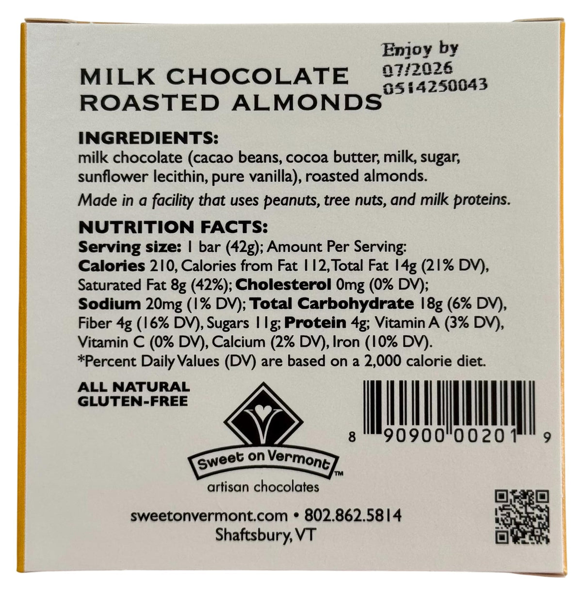 Milk Chocolate Roasted Almonds Bars 9 Pack 1.5 oz P198
